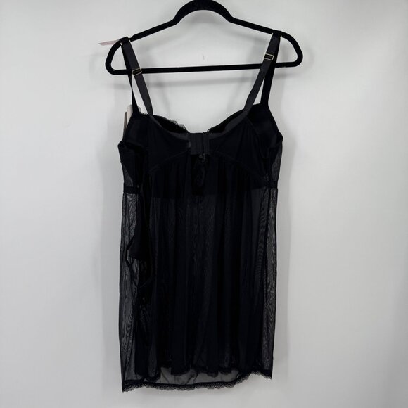 Daisy Fuentes 2X Black Full Figure Push-Up Lace & Mesh Babydoll Lingerie baby do - Picture 7 of 12